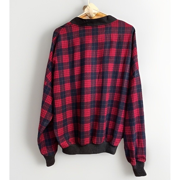 Vintage Pendleton Sweater Cardigan Mens Large Red Plaid Button Front USA 80s - Picture 3 of 5